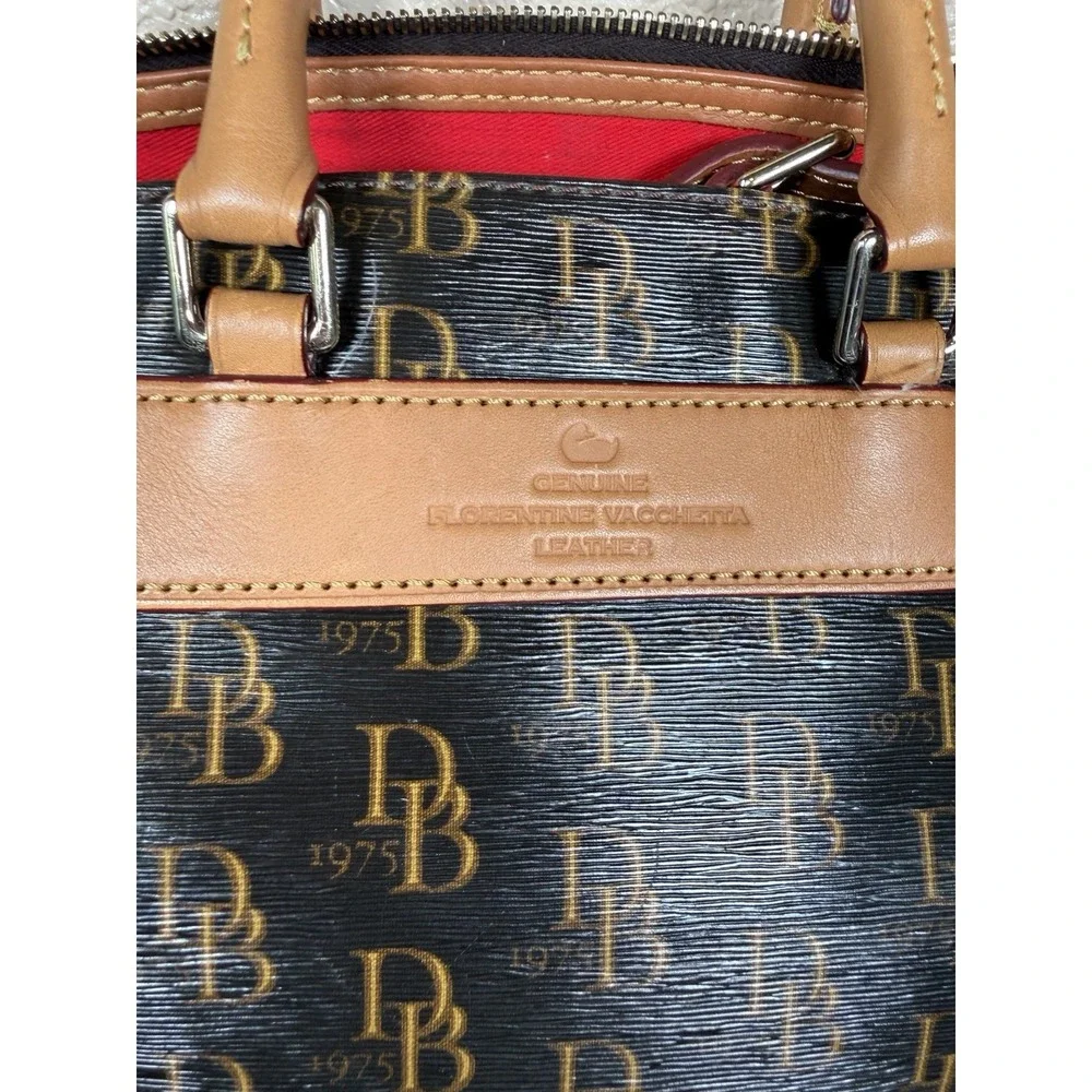 Dooney & Bourke 1975 Monogram Satchel Bag Florentine Vachetta Leather Crossbody